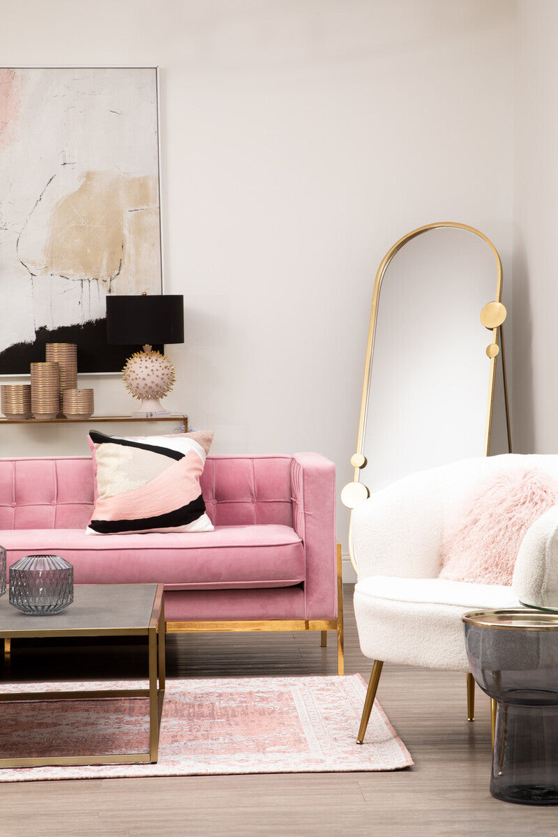 Bosie Real Mongolian Fur Pink Round Cushion