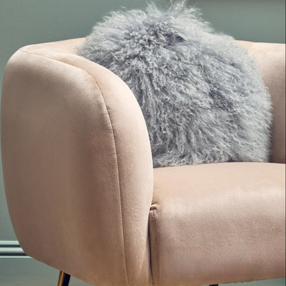 Bosie Real Mongolian Fur Grey Round Cushion