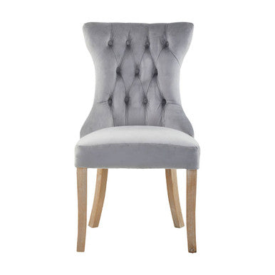 Kensington Townhouse Grey Velvet Buttoned Dining Chair