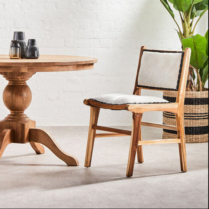 Kendari Natural Leather and Teak Wood Dining Chair