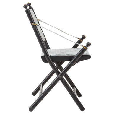 Kendari White Leather And Black Teak Wood Chair