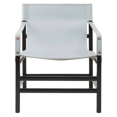 Kendari Grey Leather and Black Teak Wood Chair