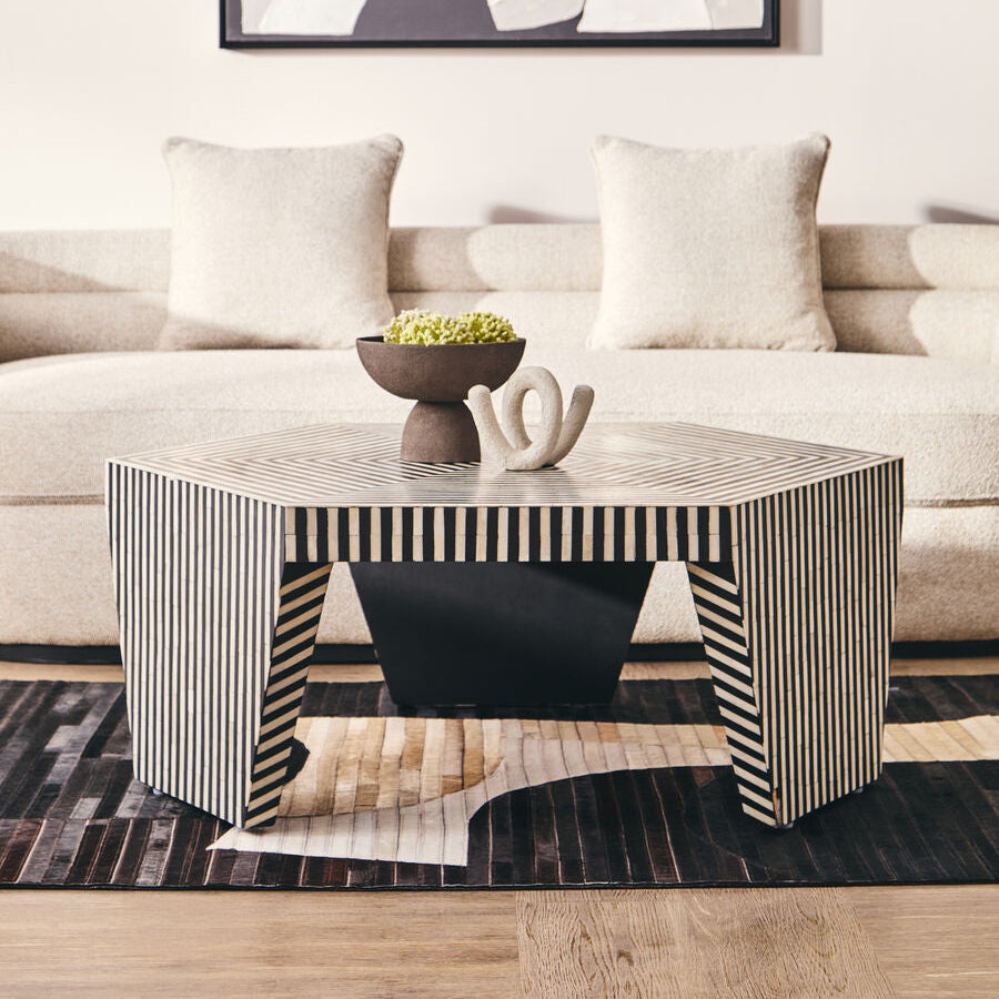 Fusion Striped Bone Inlay Coffee Table