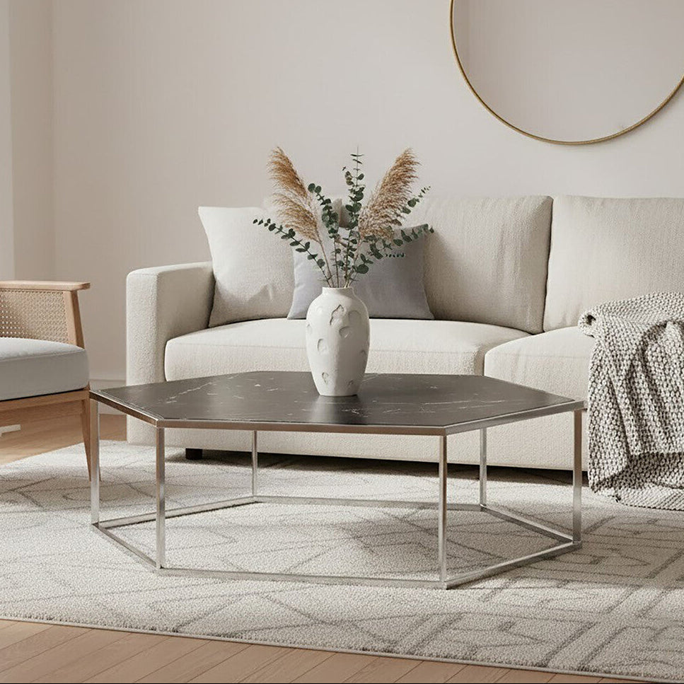 Piermount Silver Frame Hexagon Coffee Table