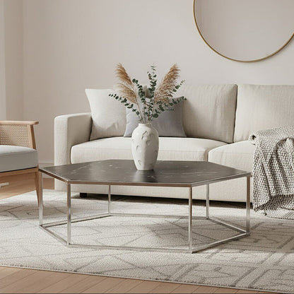 Piermount Silver Frame Hexagon Coffee Table