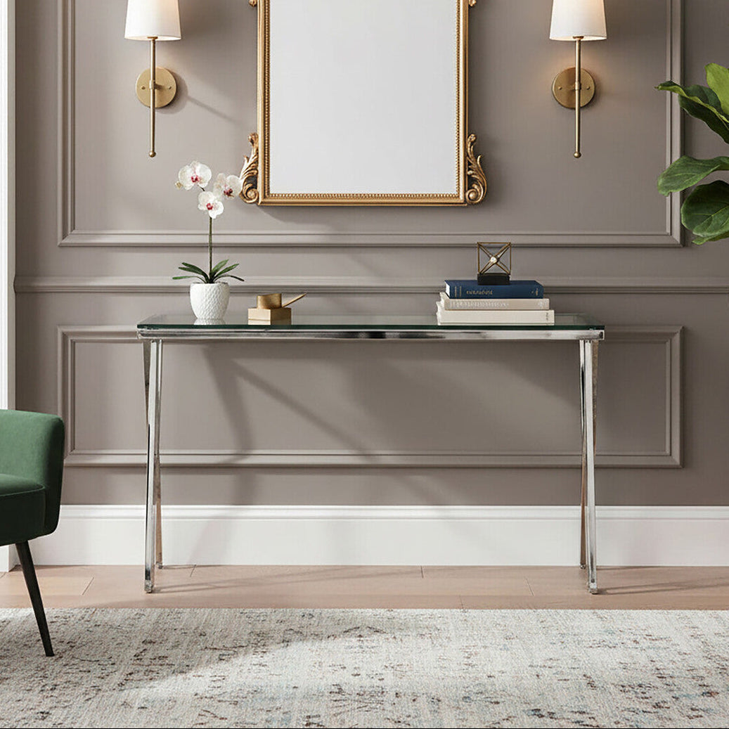 Piermount Clear Glass Console Table
