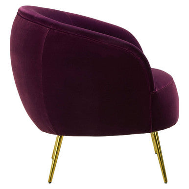Manhattan Purple Velvet Curved Accent Chair