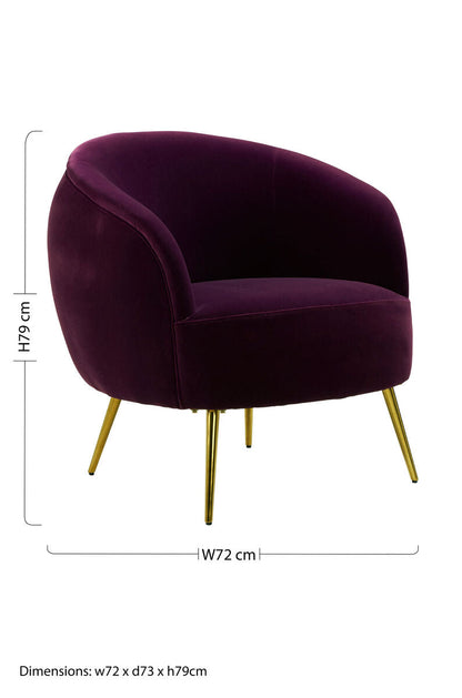 Manhattan Purple Velvet Curved Accent Chair