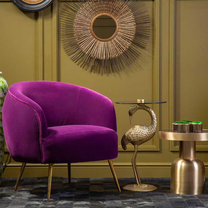 Manhattan Purple Velvet Curved Accent Chair