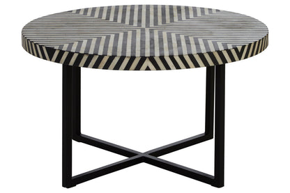 Boho Bone Inlay Coffee Table with Metal Legs
