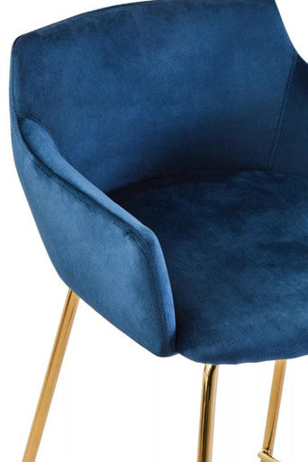 Tamzin Blue Velvet Low Back Bar Chair