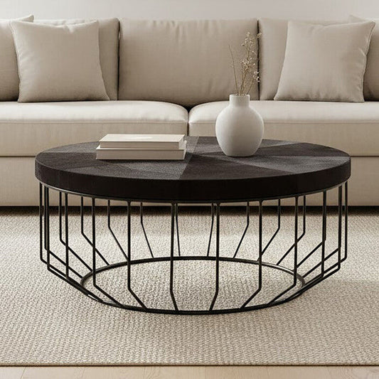Kensington Townhouse Hair On Hide Top Round Coffee Table