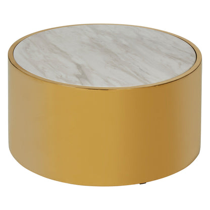 Carlox Round Gold and Marble Effect Coffee Table