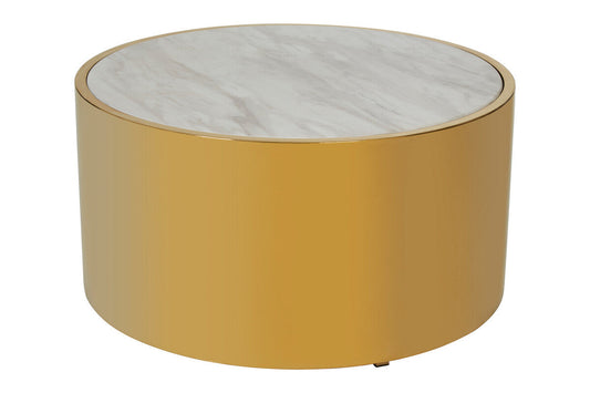Carlox Round Gold and Marble Effect Coffee Table