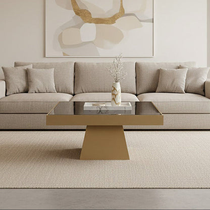 Carlox Square Gold Finish Coffee Table