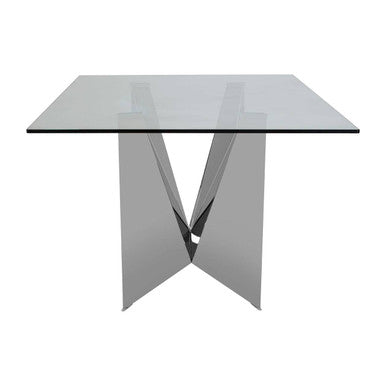 Carlox Tempered Glass Dining Table with Chrome Legs