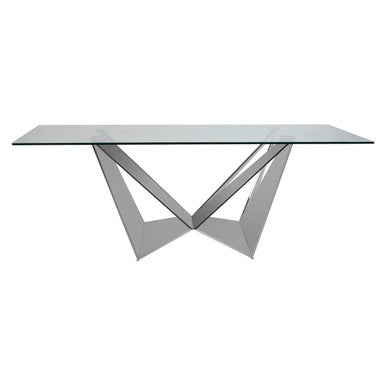 Carlox Tempered Glass Dining Table with Chrome Legs