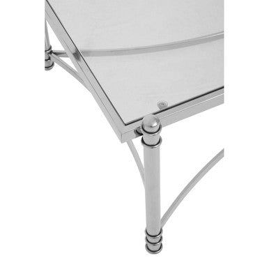Ackley Silver Coffee Table with Clear Glass