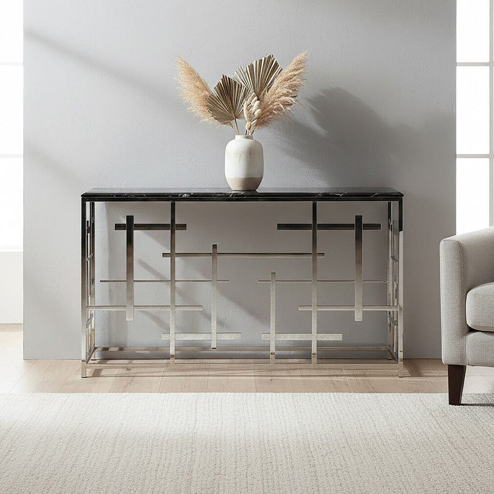 Aprilia Black Marble Console Table