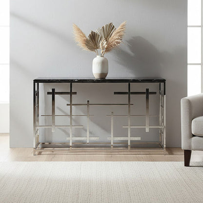 Aprilia Black Marble Console Table