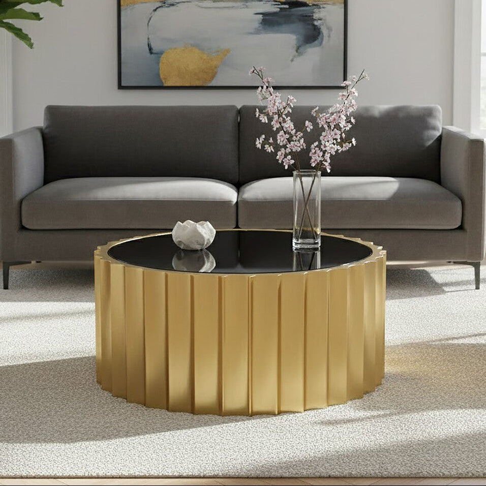 Alvaro Black And Titanium Round Coffee Table