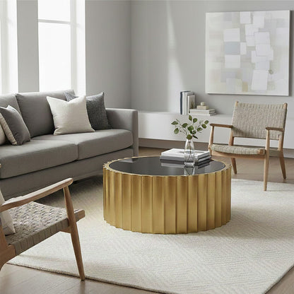 Alvaro Black And Titanium Round Coffee Table