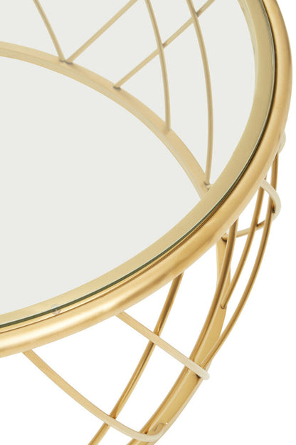 Ackley Gold Round Coffee Table with Clear Glass