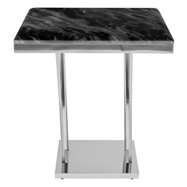 Arenza Black Marble And Silver Side Table