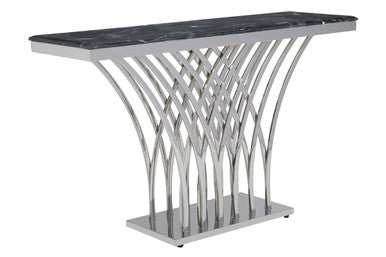 Arenza Black Marble And Silver Console Table