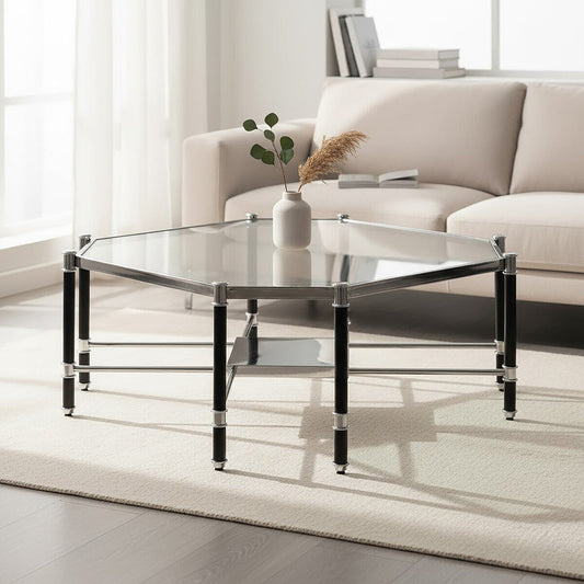 Allessi Silver Metal Coffee Table with Black Legs