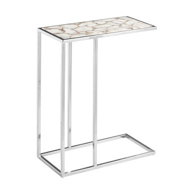 Vita White And Silver Agate Side Table