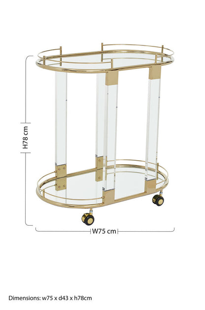 Oria Drinks Trolley With Warm Gold Metallic Frame