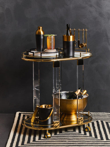 Oria Drinks Trolley With Warm Gold Metallic Frame