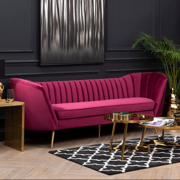 3 Seater Wine Velvet Sofa, Binky