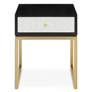 Dumas Black and White One Drawer Side Table