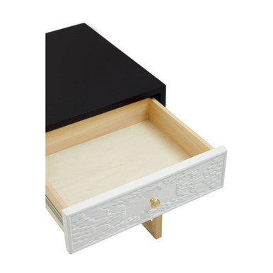 Dumas Black and White One Drawer Side Table