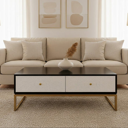 Dumas Black and White Four Drawer Coffee Table