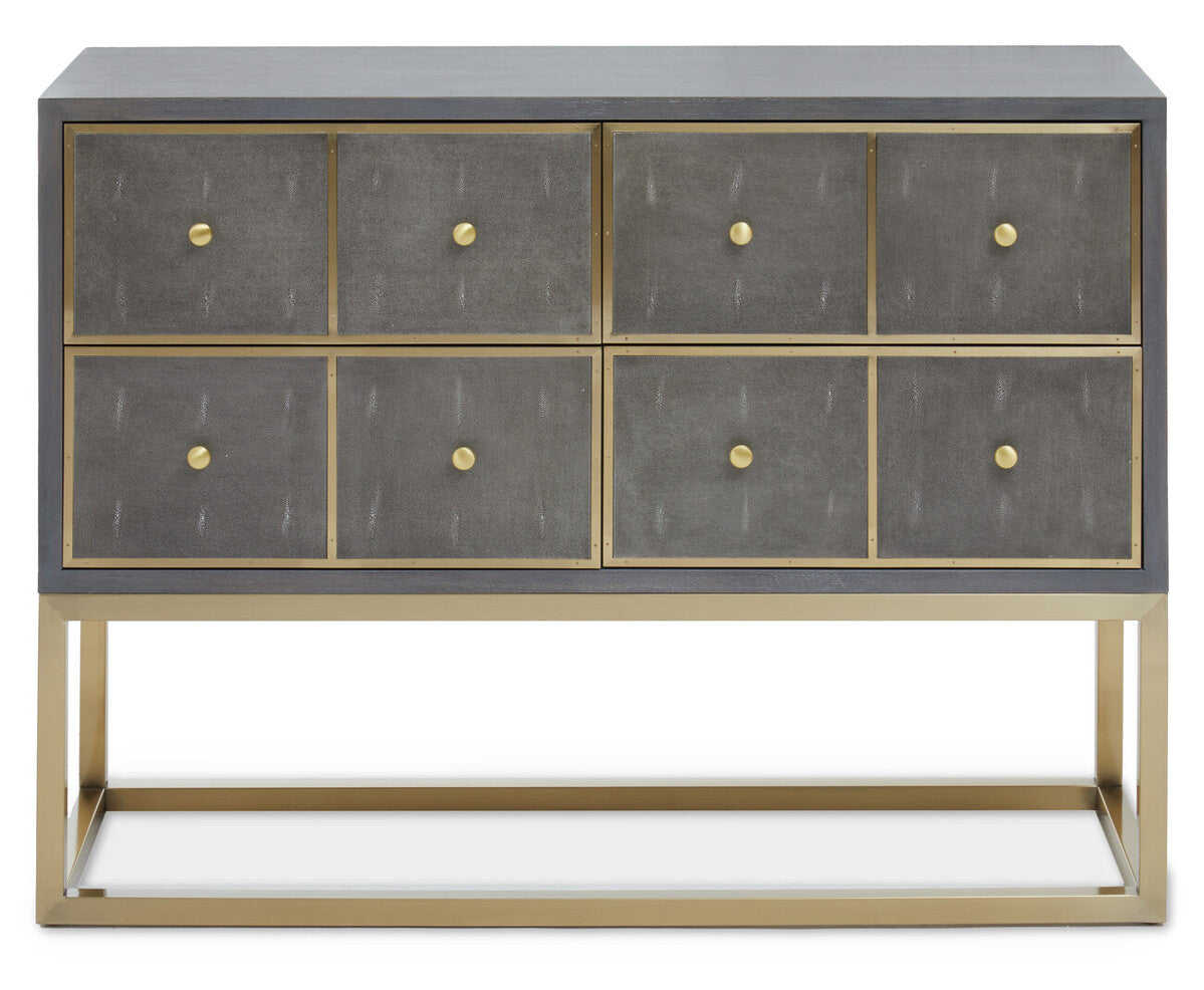 Deskey Grey Shagreen Effect Four Drawer Console Table