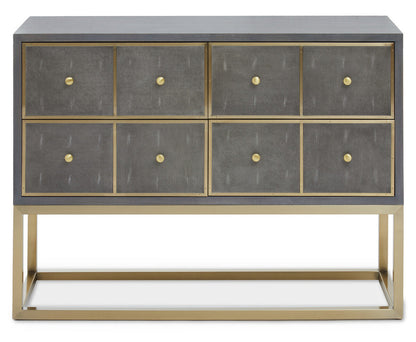 Deskey Grey Shagreen Effect Four Drawer Console Table