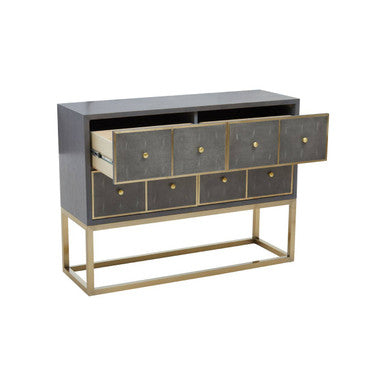 Deskey Grey Shagreen Effect Four Drawer Console Table