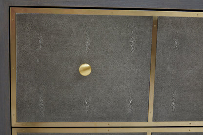 Deskey Grey Shagreen Effect Four Drawer Console Table