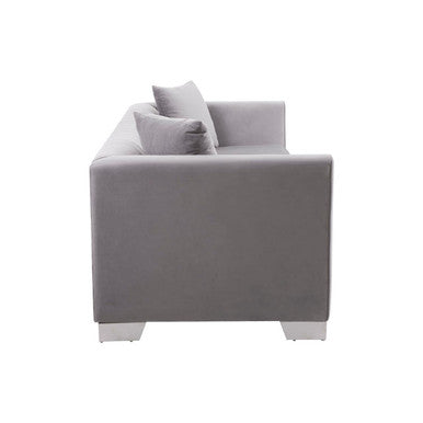 3 Seater Grey Velvet Sofa, Rashika