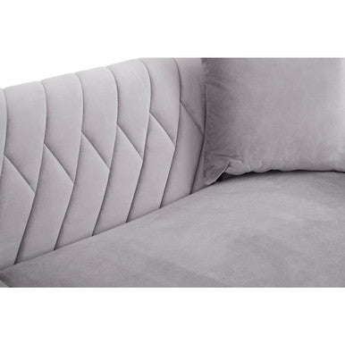 3 Seater Grey Velvet Sofa, Rashika