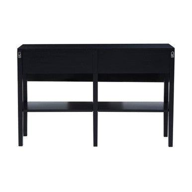 Corso Black Console Table with Rattan Drawers