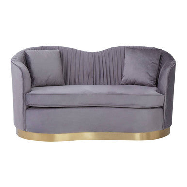 2 Seater Grey Pleated Velvet Sofa, Franza