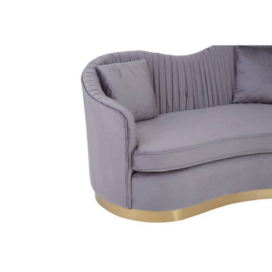 2 Seater Grey Pleated Velvet Sofa, Franza
