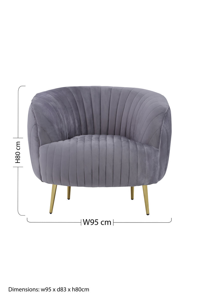 Florina Grey Velvet Chair With Gold Legs