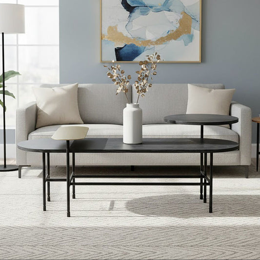 Serrano Black Oak Veneer and Marble Coffee Table