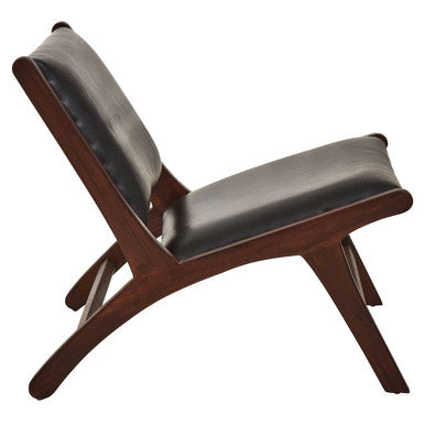 Inca Genuine Black Leather Lounge Chair
