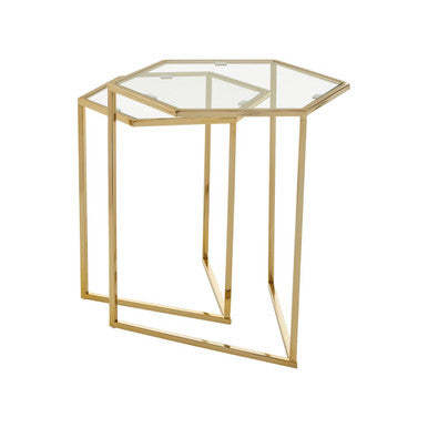 Herber Set Of 2 Gold Finish Hexagon Nesting Tables